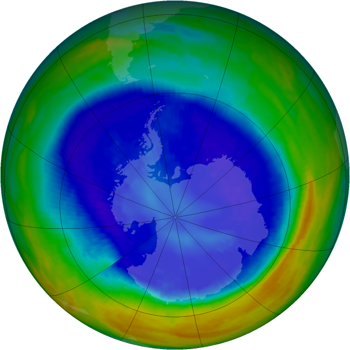 Antarctic ozone map for 05 September 2003
